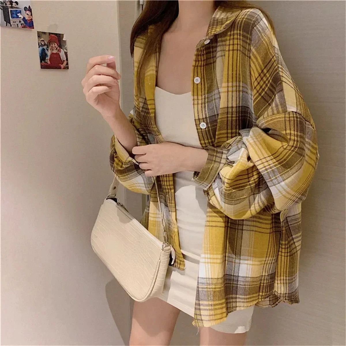 Oversized geruite blouse - afbeelding 5