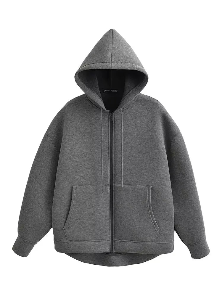 Oversized hoodiejas met rits - afbeelding 2