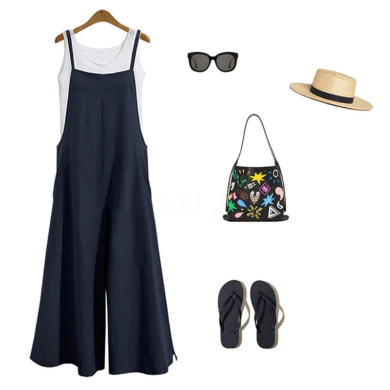 Dames wide-leg jumpsuit met bandjes