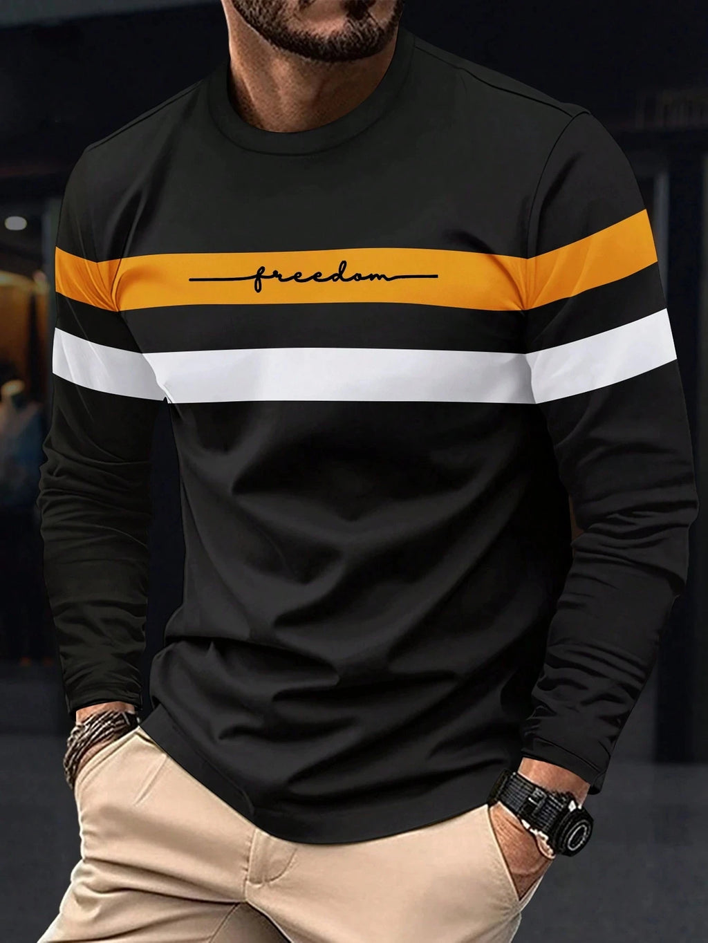 Gestreepte longsleeve met ronde hals
