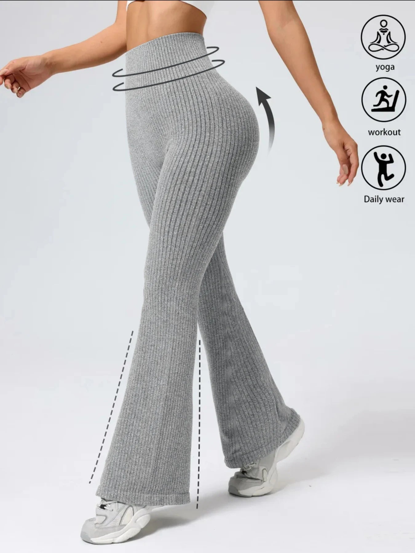 High-waist stretchy bell bottom broek voor dames