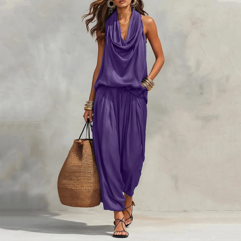 Elegante satijnen 2-delige dames set