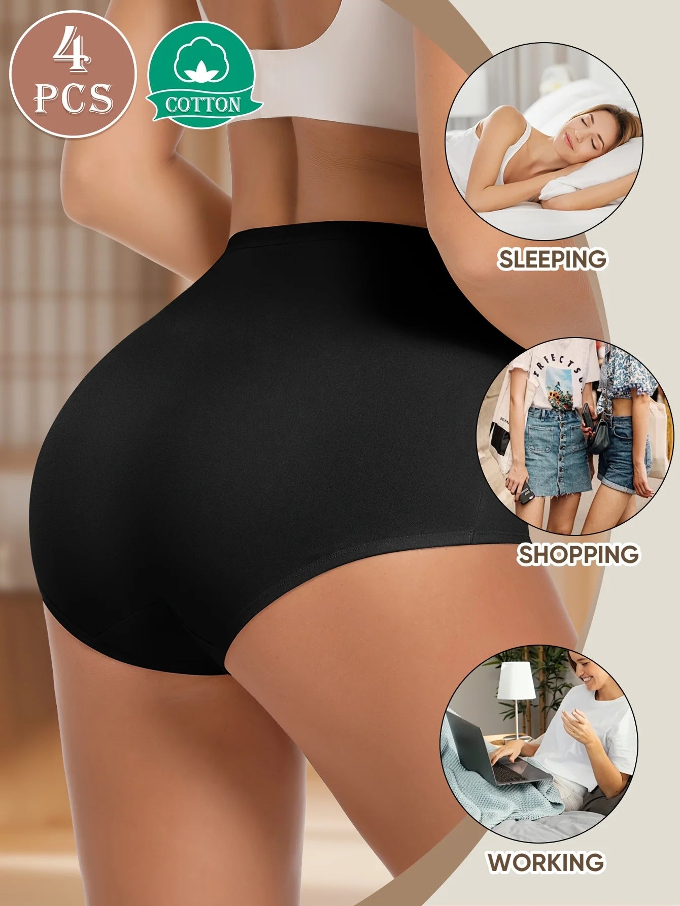 4-delige high-waisted dames slips