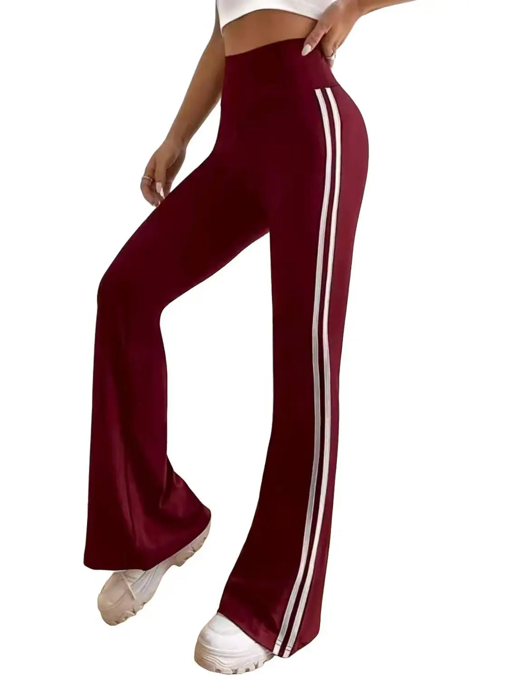 Dames flared sportbroek met zijstrepen