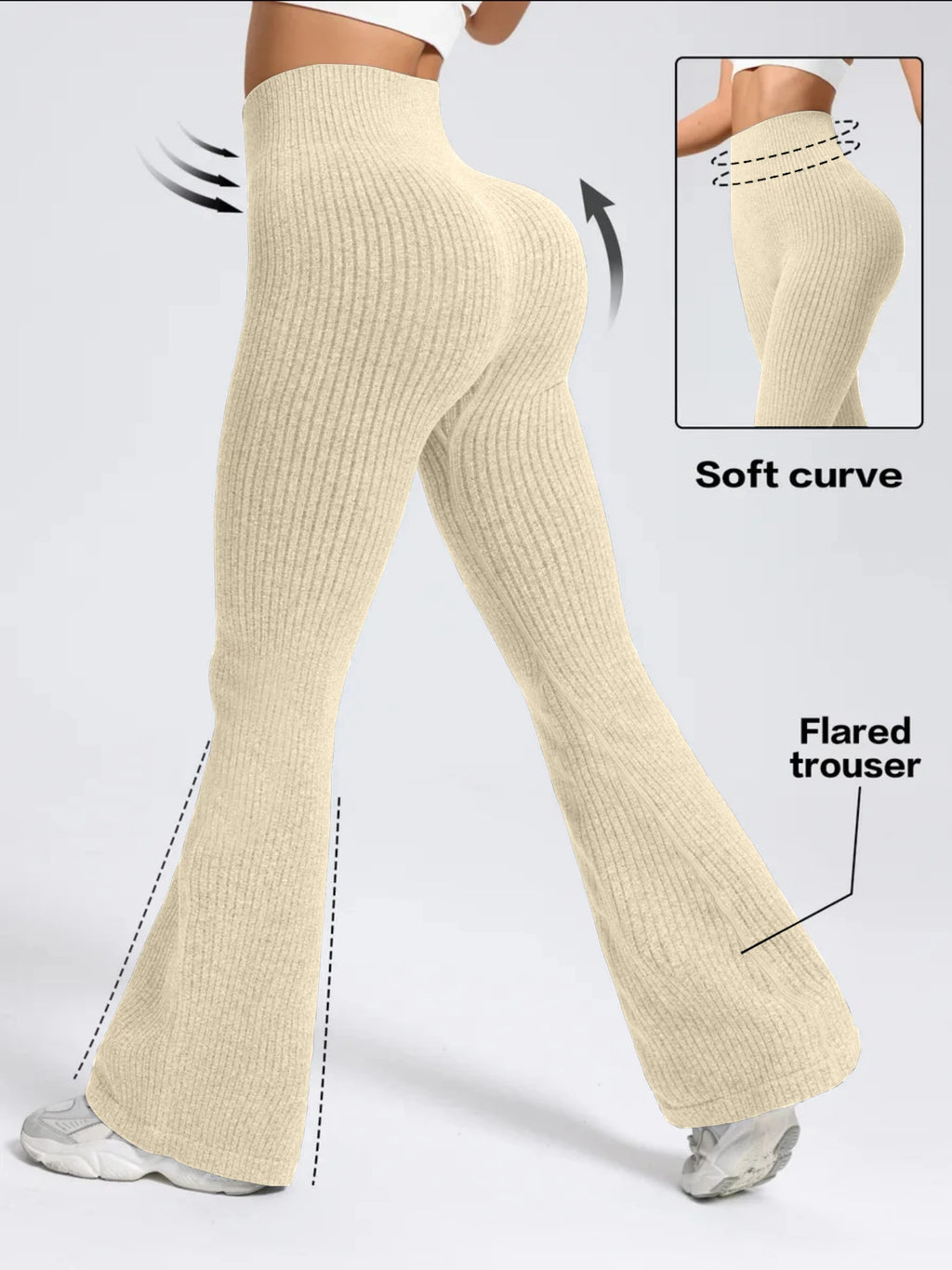 High-waist stretchy bell bottom broek voor dames