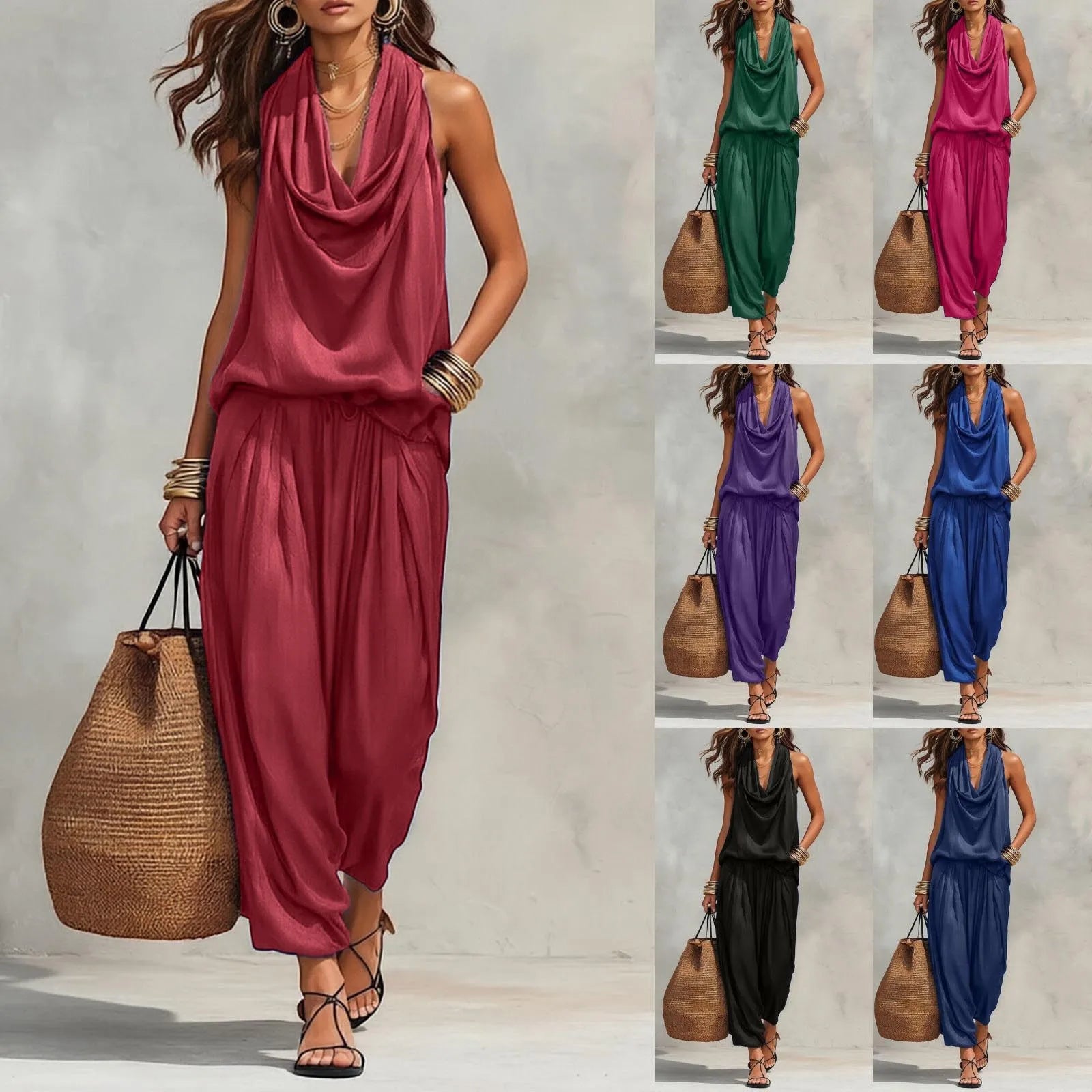 Elegante satijnen 2-delige dames set