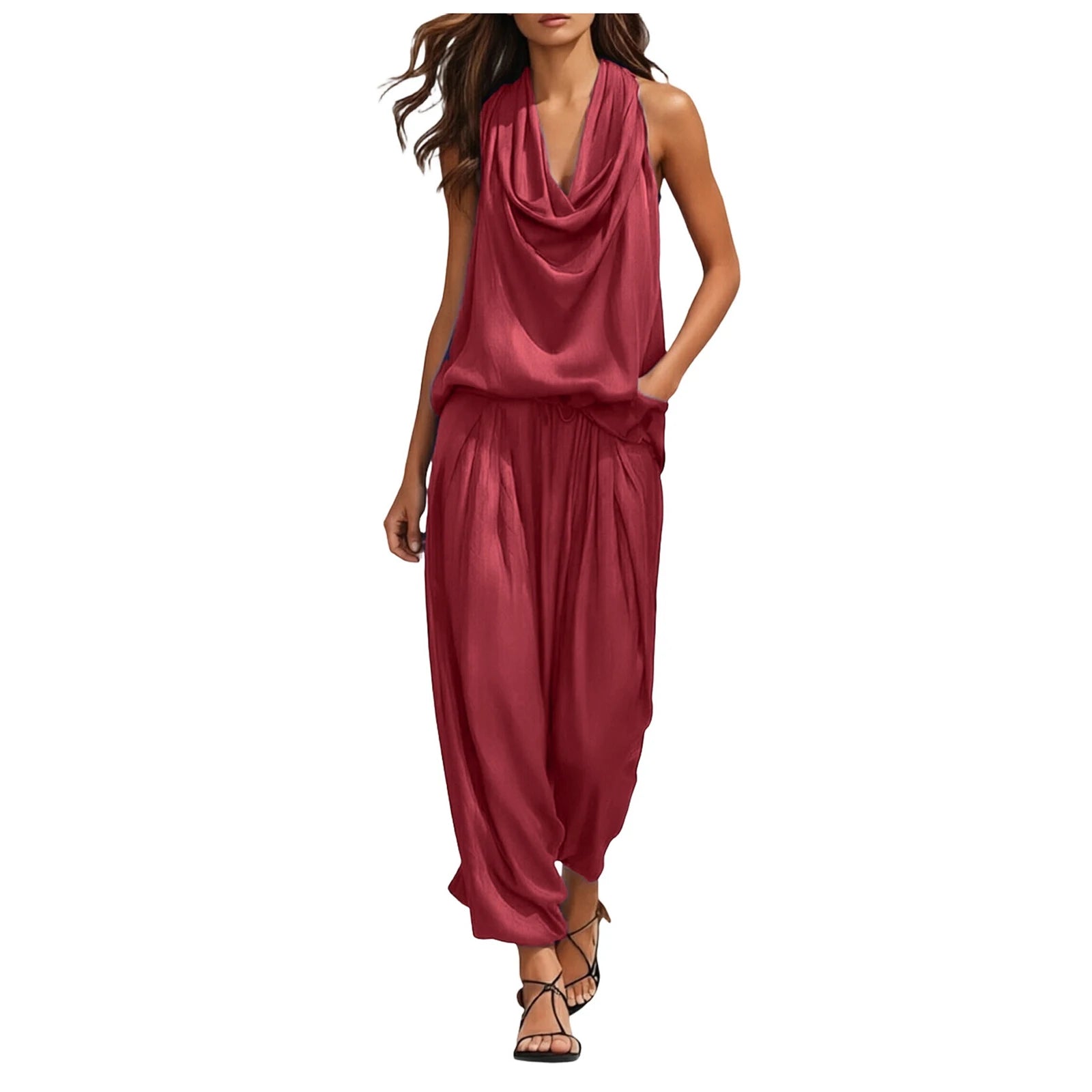 Elegante satijnen 2-delige dames set