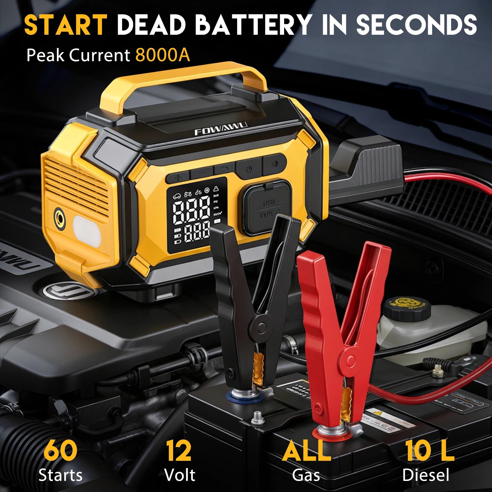 Jumpstarter 8000A met compressor (FOWAWU)