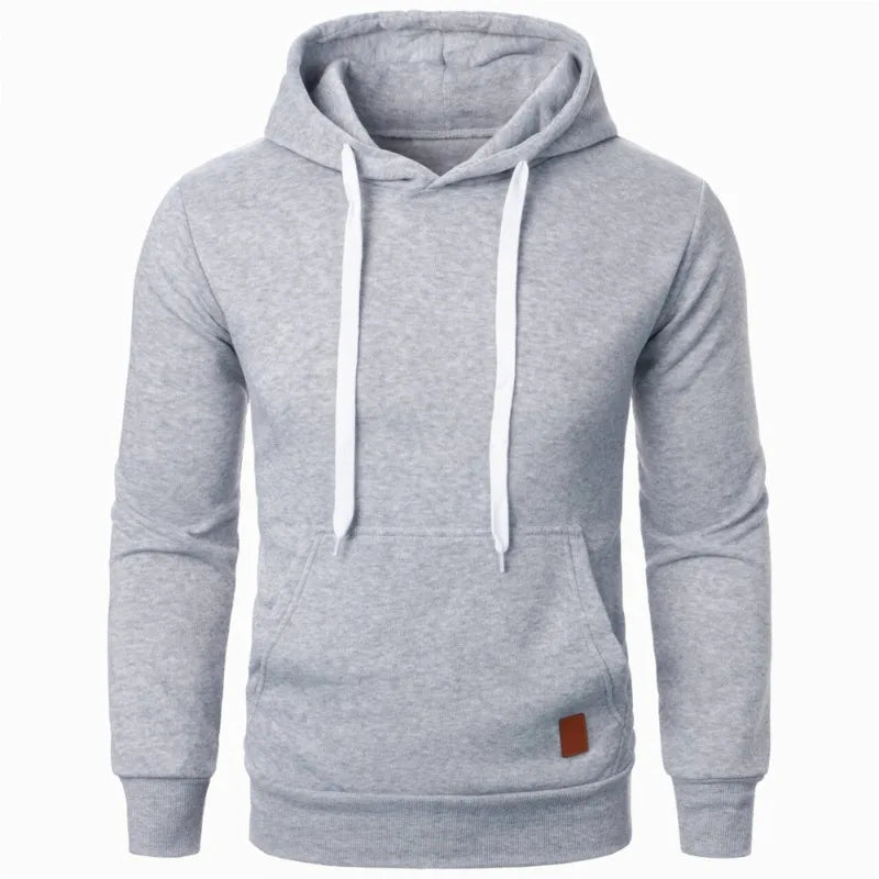 Effen herenhoodie met trekkoord