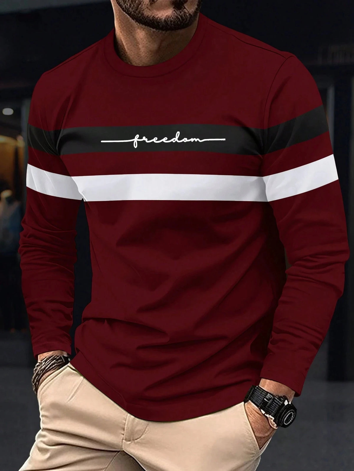 Gestreepte longsleeve met ronde hals - afbeelding 7