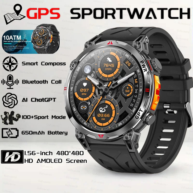Outdoor GPS Sports Smartwatch voor heren