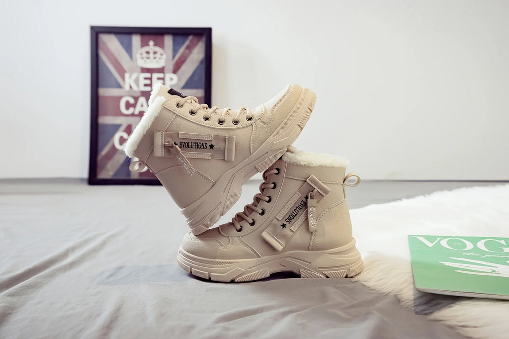 Gevoerde veterboots met plateauzool - afbeelding 15