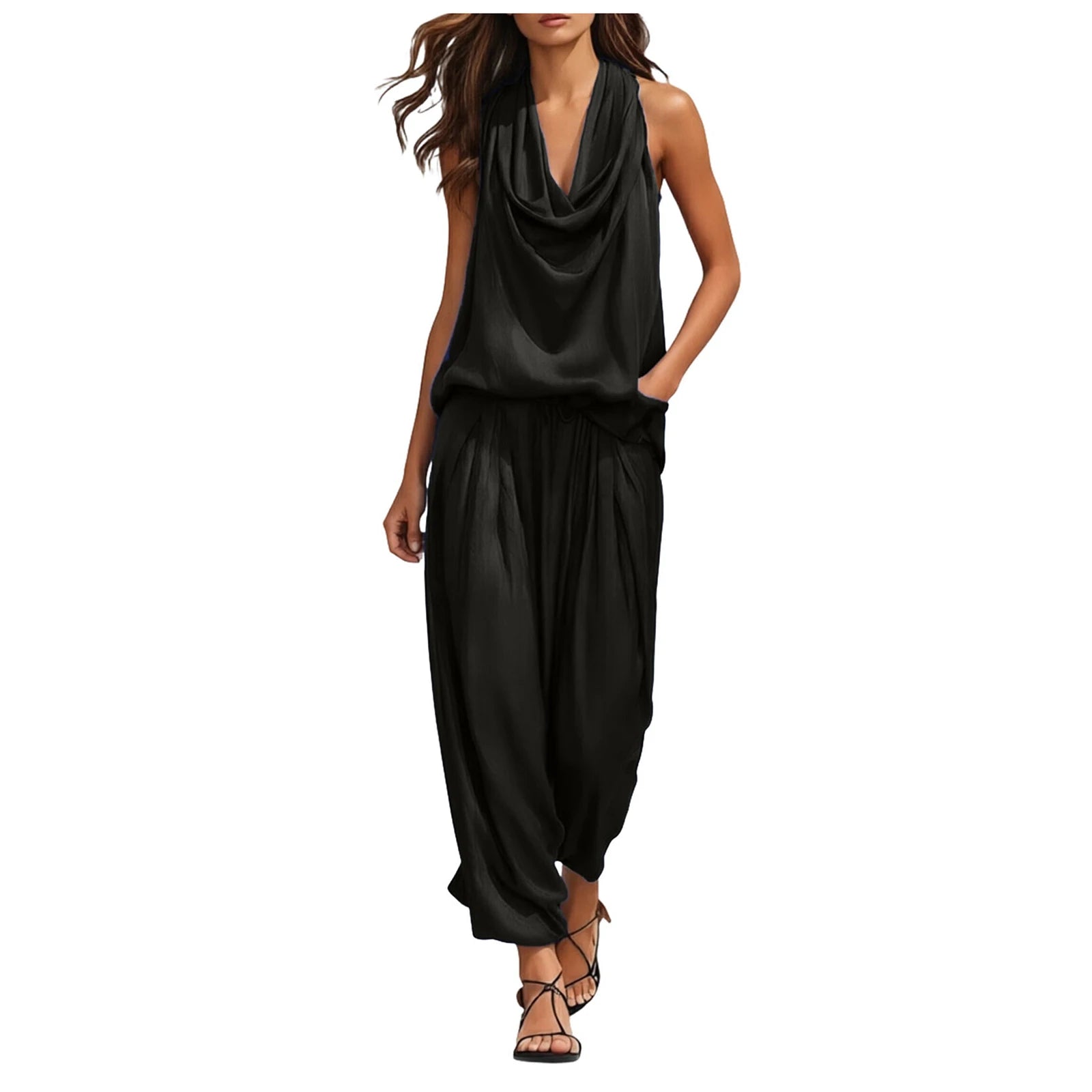 Elegante satijnen 2-delige dames set