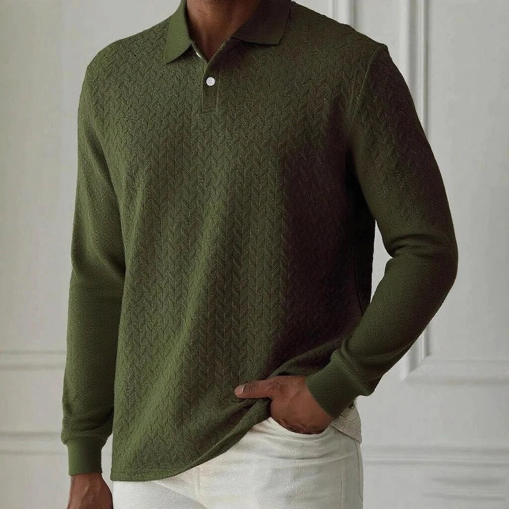 Gestructureerde polo met lange mouwen - afbeelding 7