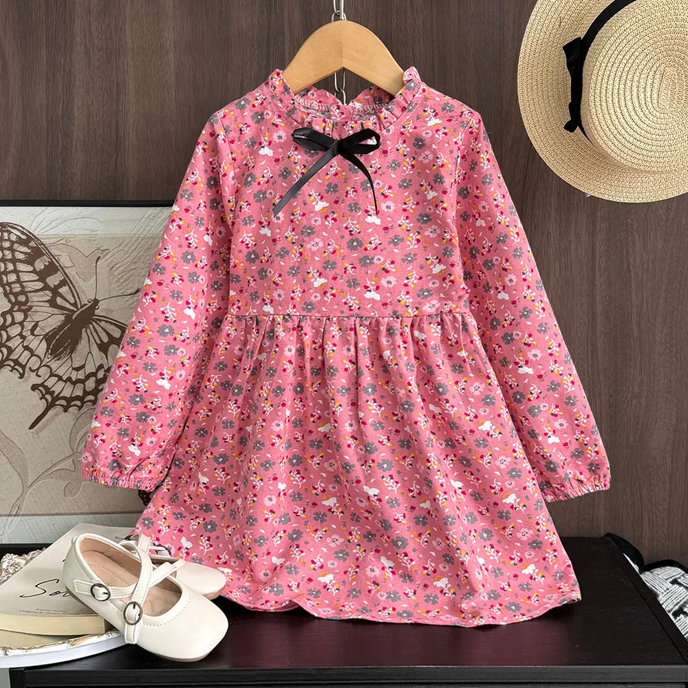 Gebloemde meisjesjurk met strik