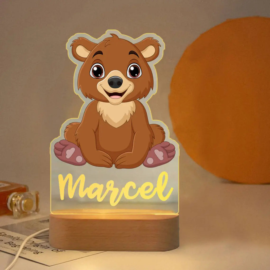 Nachtlampje met naam, diermotief