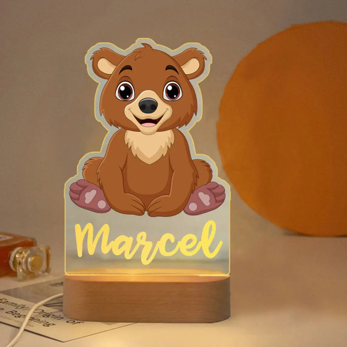 Nachtlampje met naam, diermotief