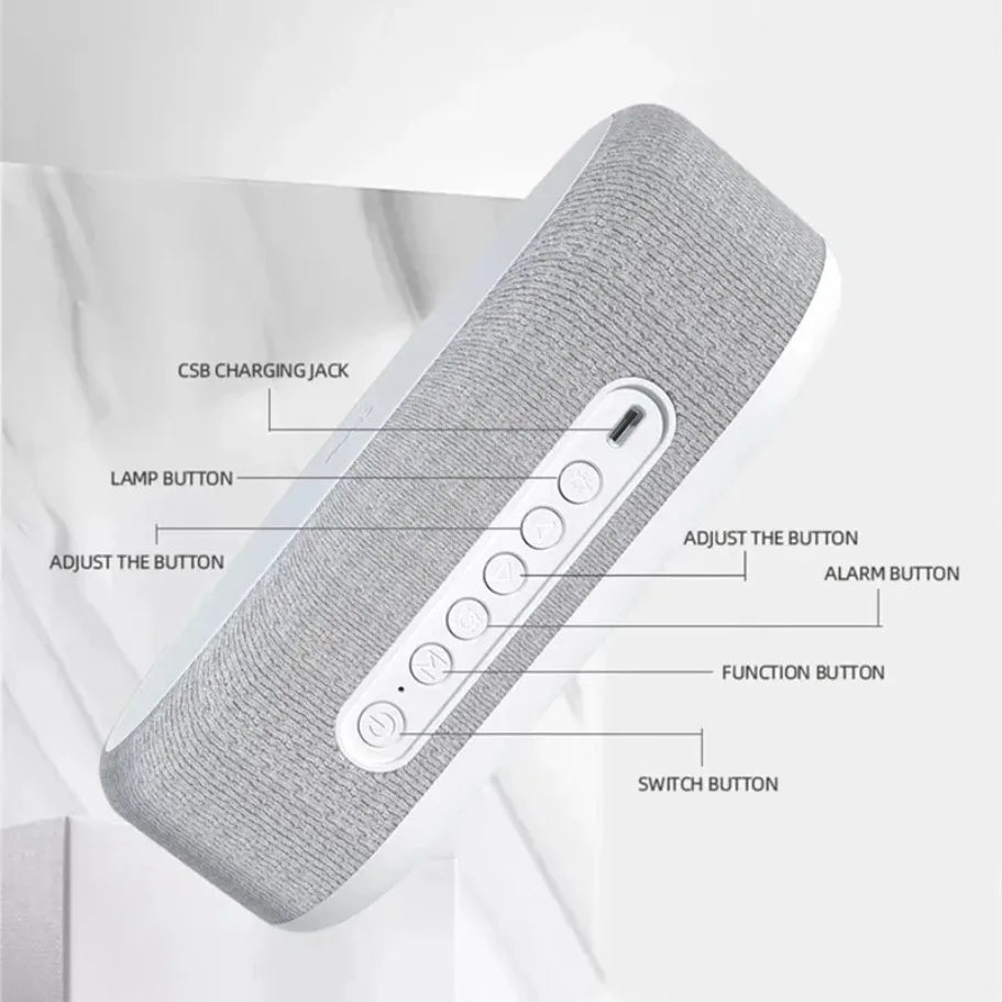 Multifunctionele alarmklok met draadloze oplader, nachtlamp en bureau-accessoire
