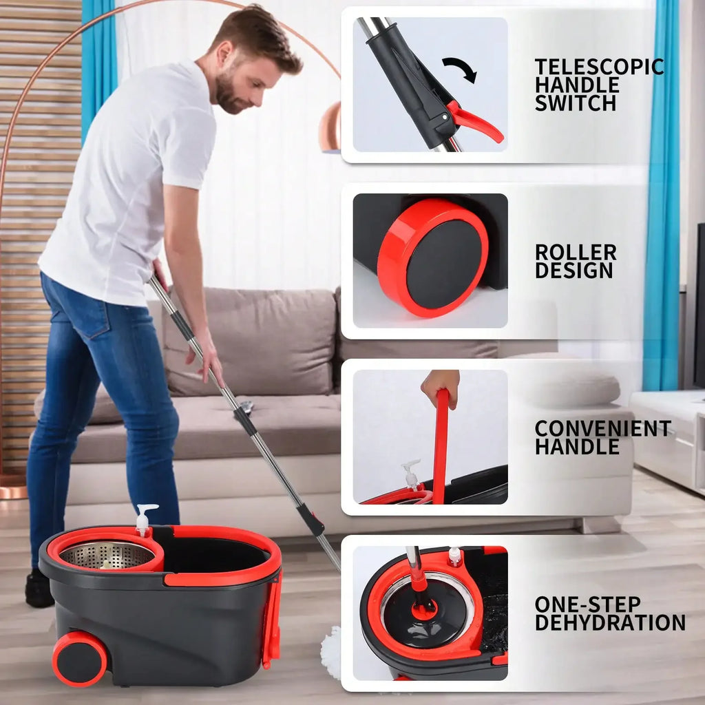 Stevige spinmop met emmerset