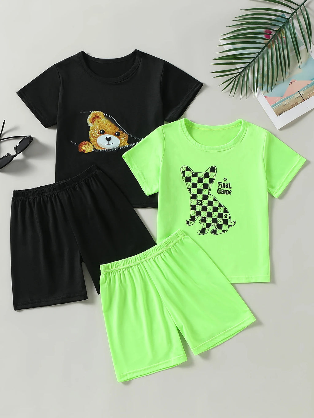 Schattige kinder 2/4-delige set met cartoonprint