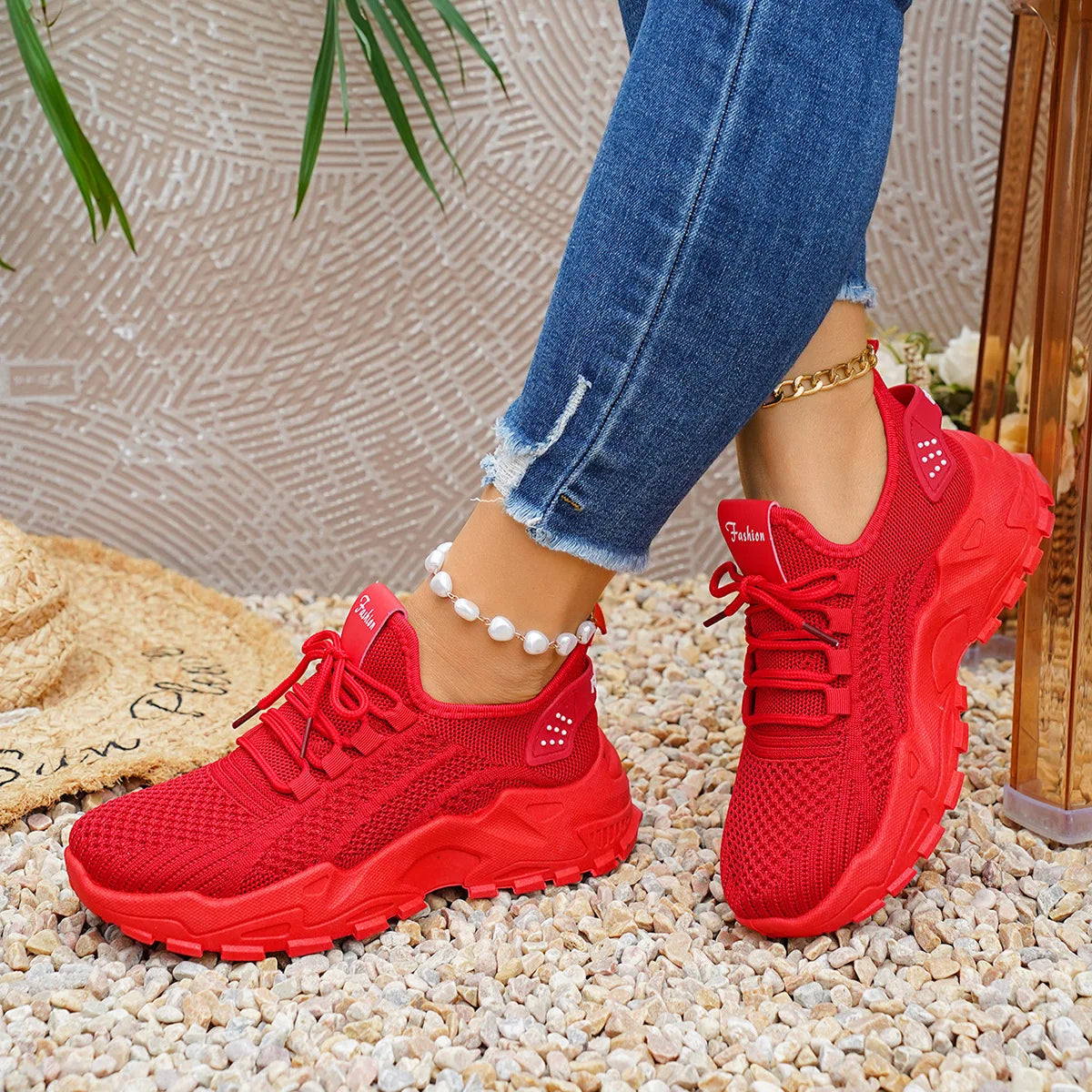 Chunky gebreide plateausneakers - afbeelding 3