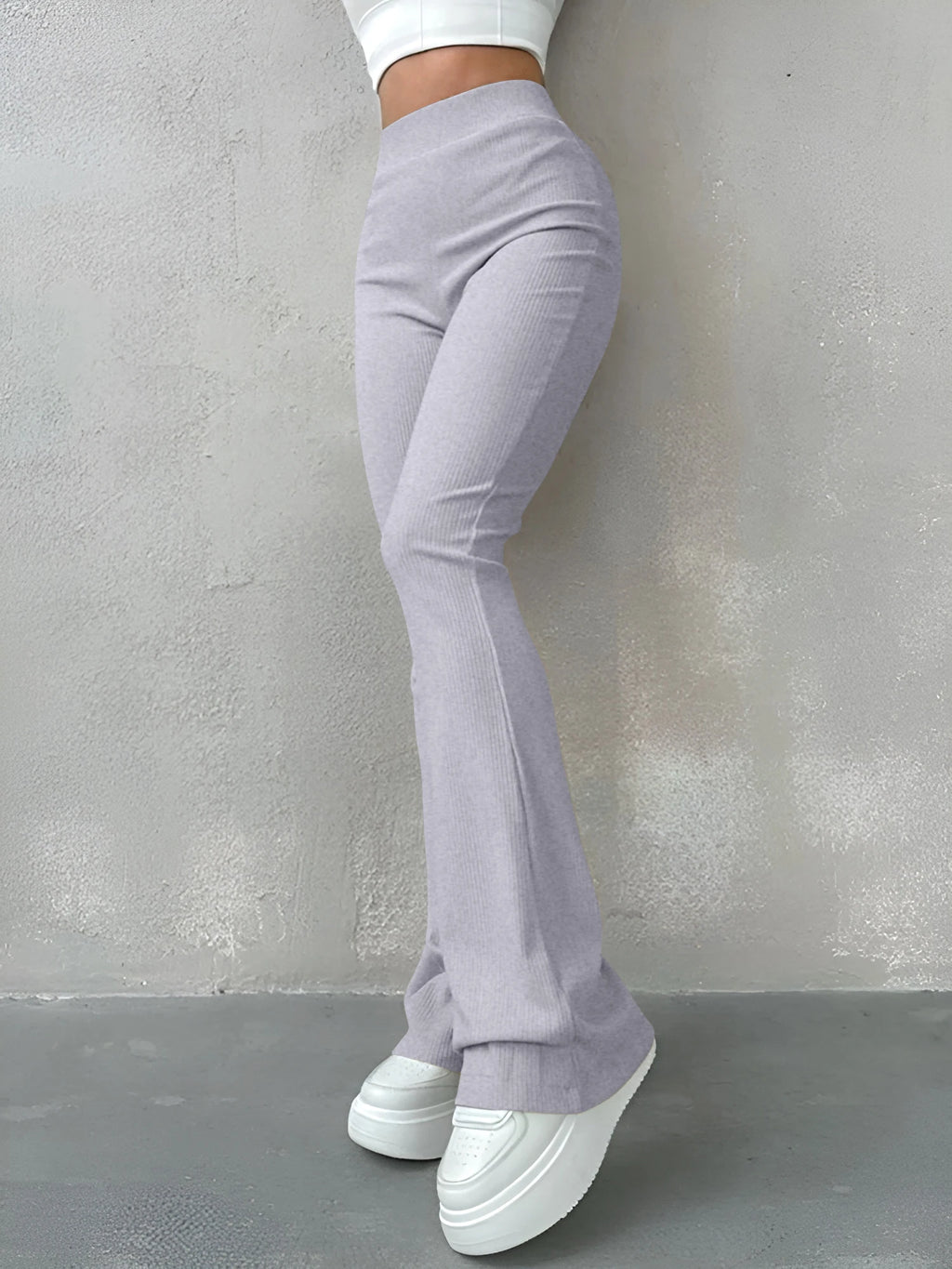 Dames ribbed flared pants