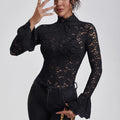 Kanten blouse met col