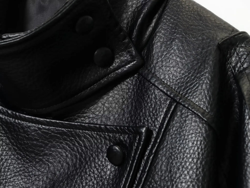 Oversized leren jack - afbeelding 11