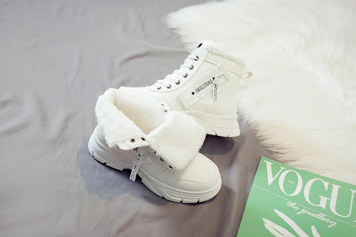 Gevoerde veterboots met plateauzool - afbeelding 33
