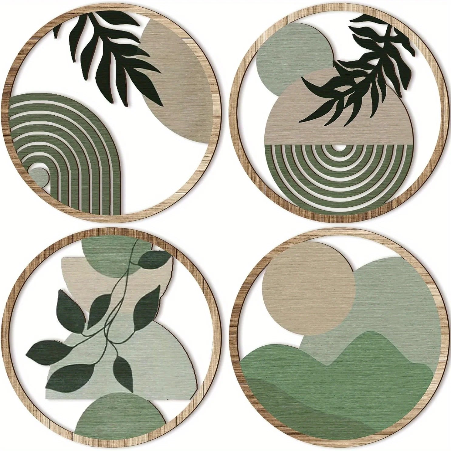4-delige bohemian houten wanddecoratieset