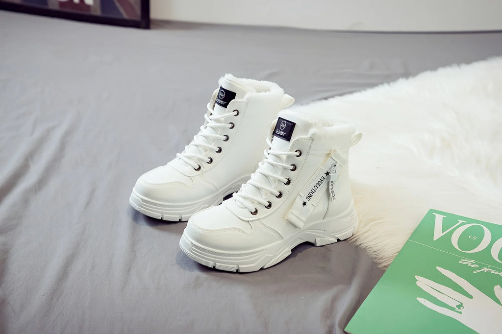 Gevoerde veterboots met plateauzool - afbeelding 31