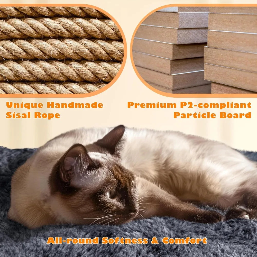 62,5 inch kattenkrabpaal met platform, hangmat en kattenhuis