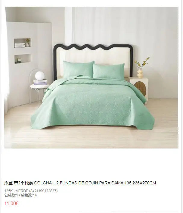 Gewatteerde bedsprei met 2 kussenslopen, Scandinavische stijl