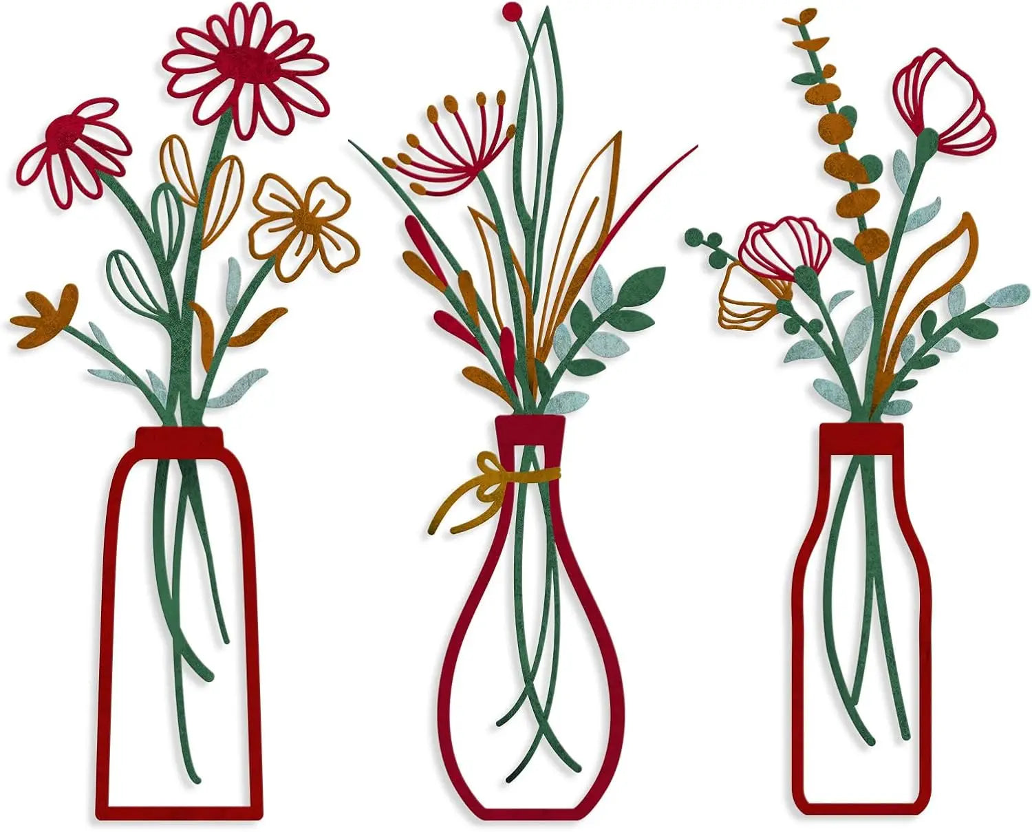 3-delige metalen bloemen wanddecoratie