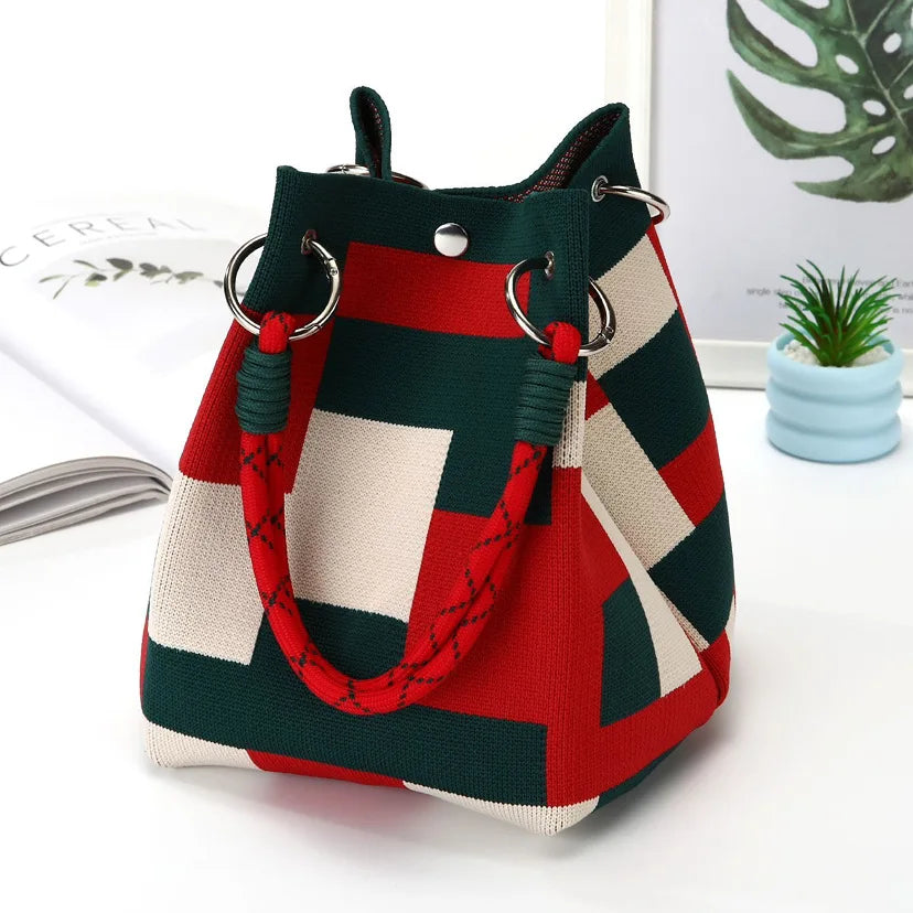 Gestreepte gebreide mini-tas - afbeelding 4
