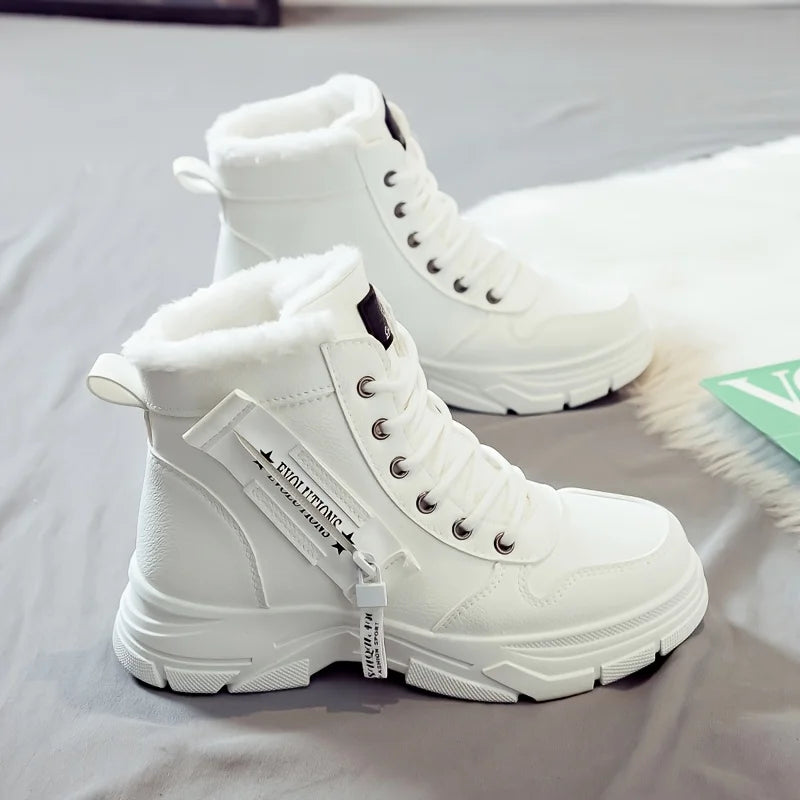 Gevoerde veterboots met plateauzool - afbeelding 34