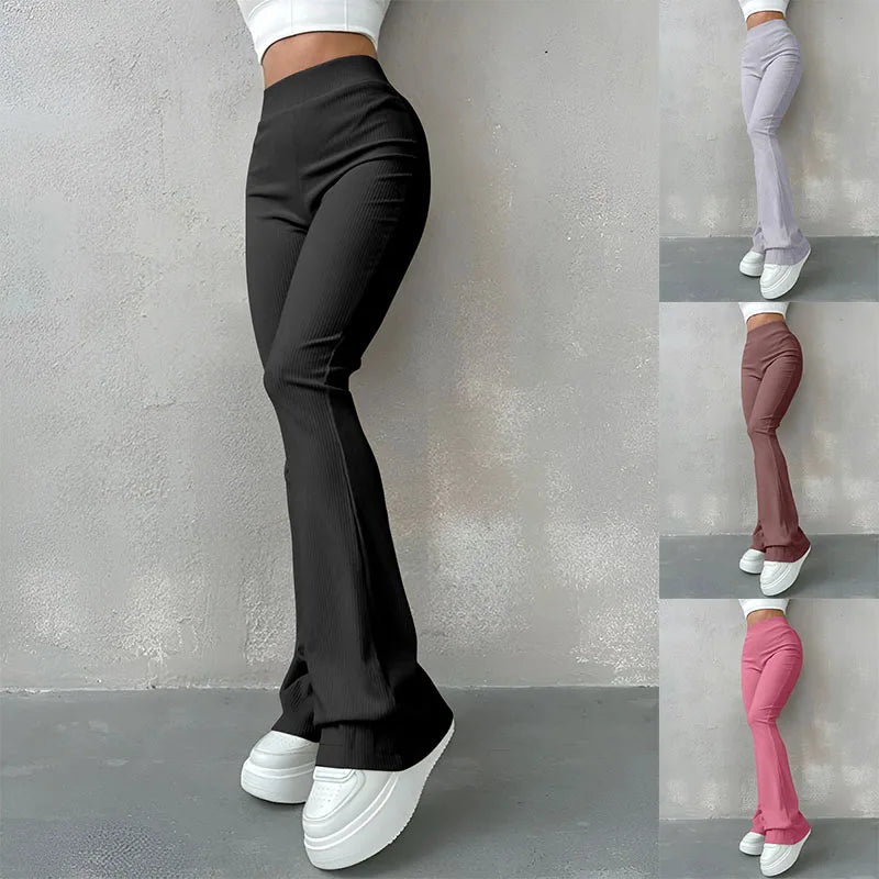 Dames ribbed flared pants