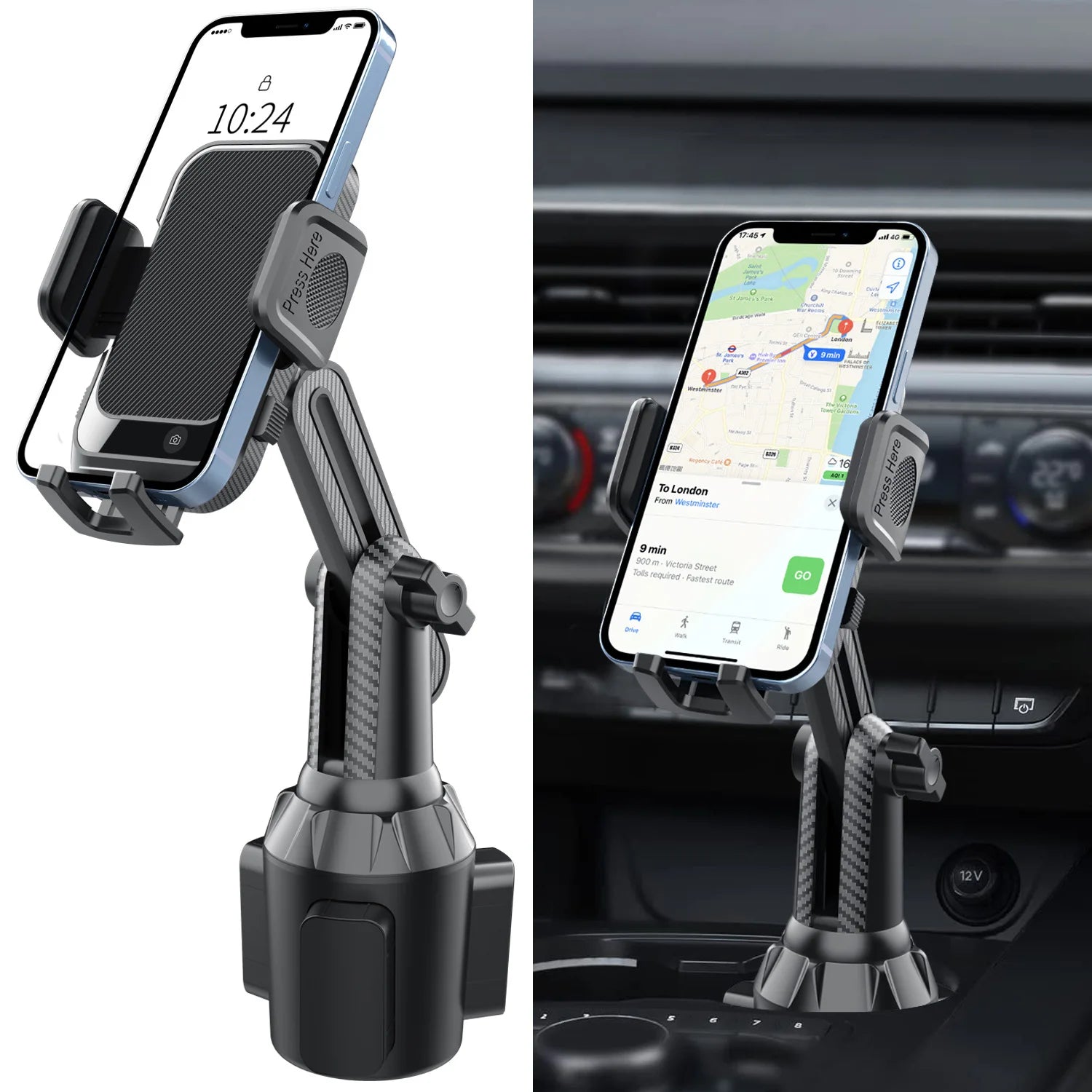 Telefoonhouder voor bekerhouder in de auto