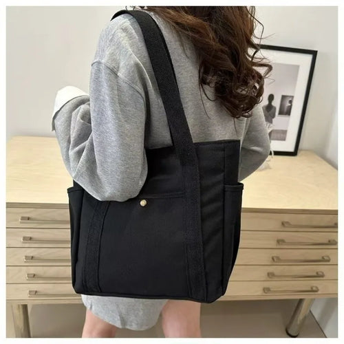 Canvas shopper met vakken - afbeelding 2