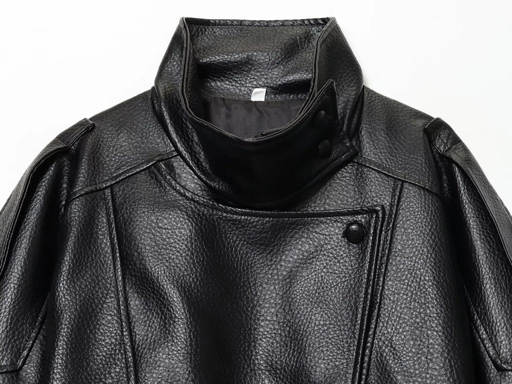 Oversized leren jack - afbeelding 8