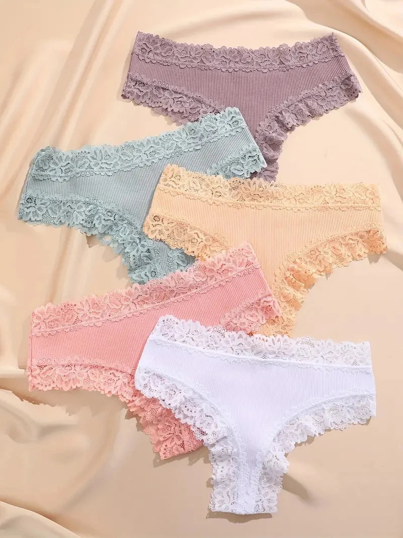 Katoenen kanten slips 5-pack - afbeelding 33