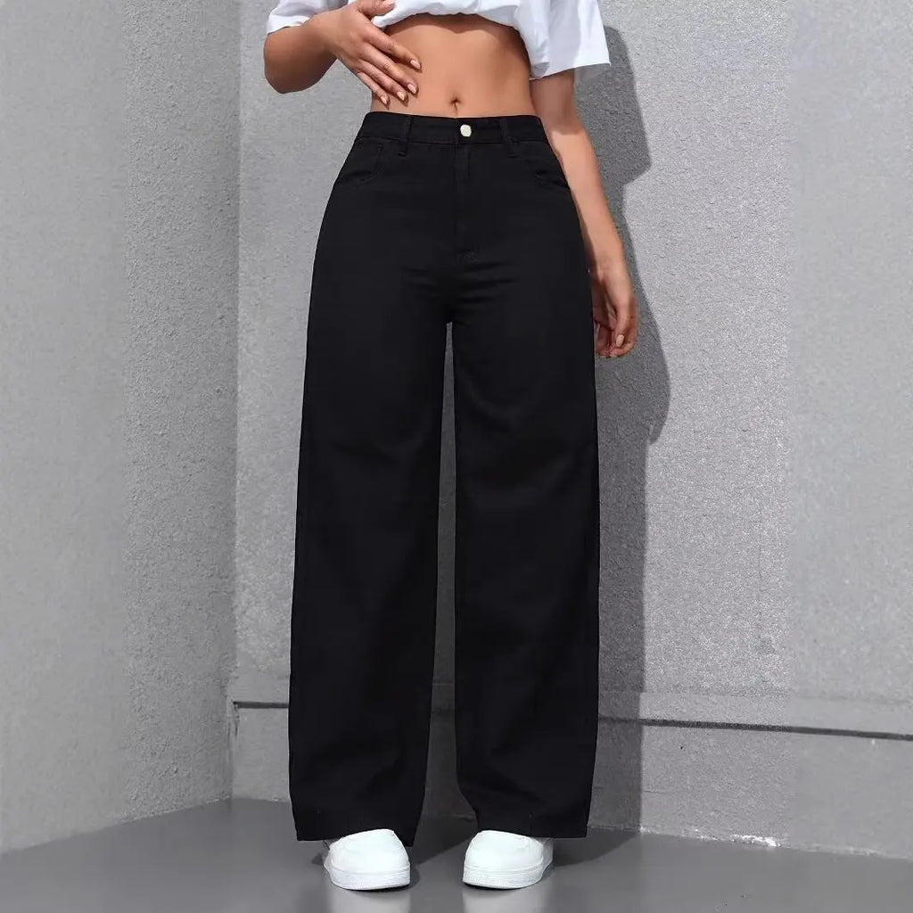 Y2K straight dark denim broek