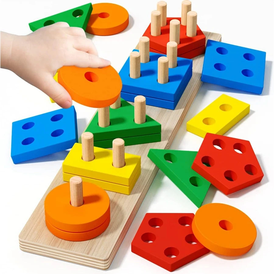 Montessori houten sorteer- en stapelpuzzel