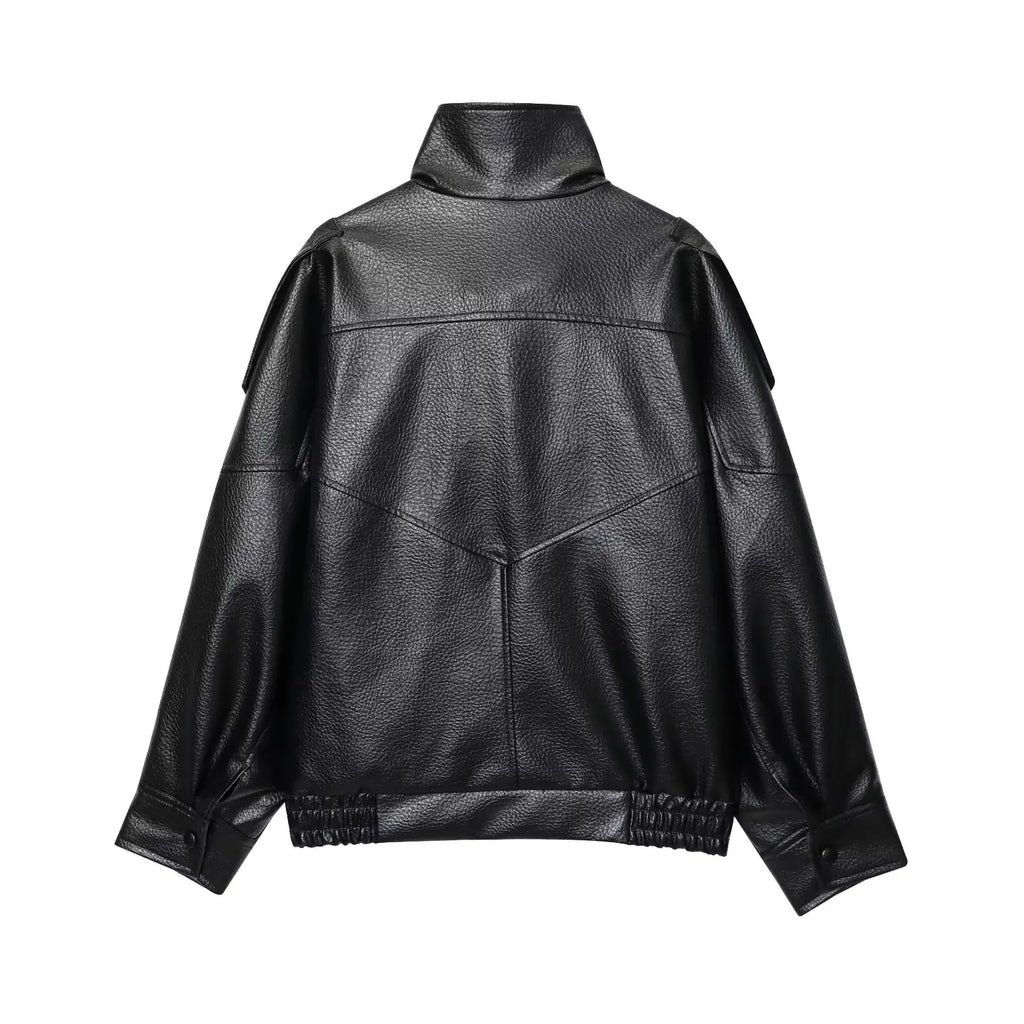 Oversized leren jack - afbeelding 4