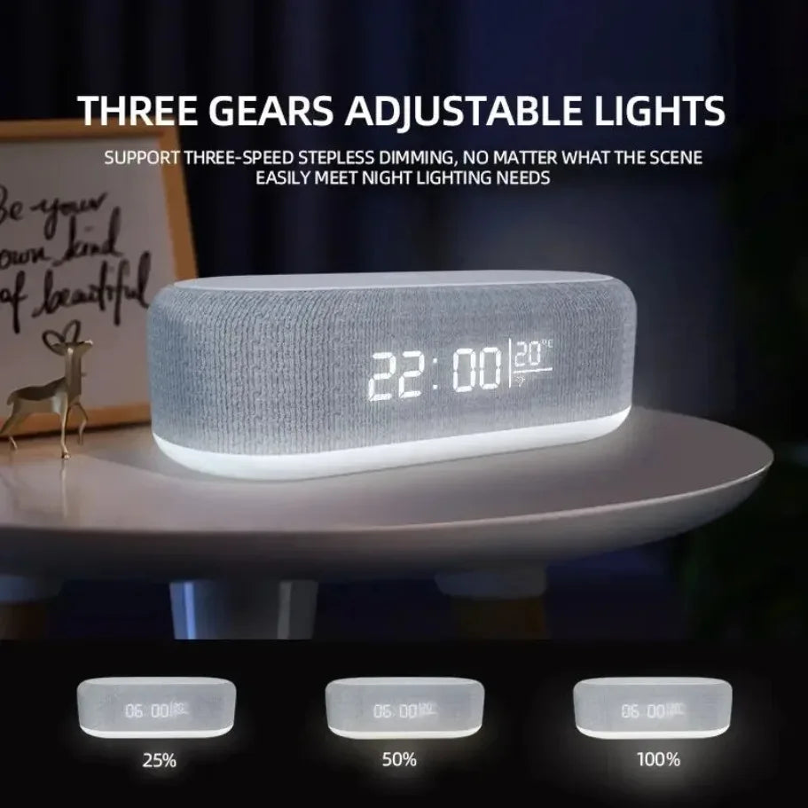Multifunctionele alarmklok met draadloze oplader, nachtlamp en bureau-accessoire