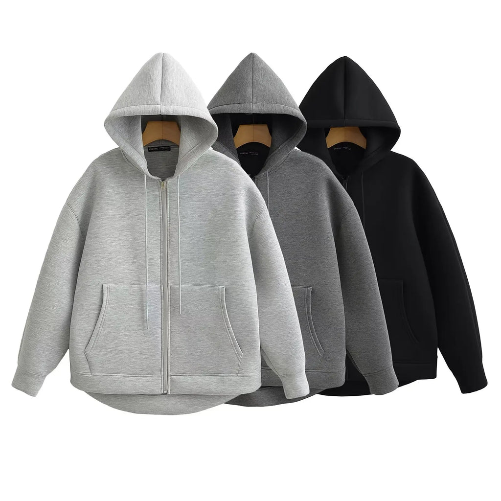 Oversized hoodiejas met rits - afbeelding 6