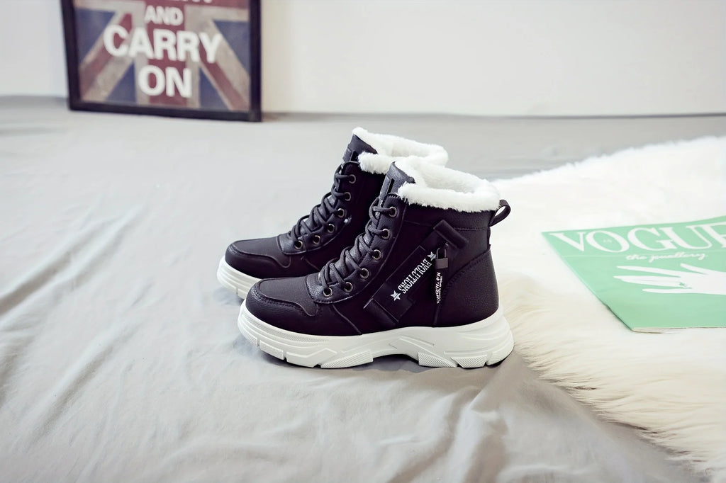 Gevoerde veterboots met plateauzool - afbeelding 25