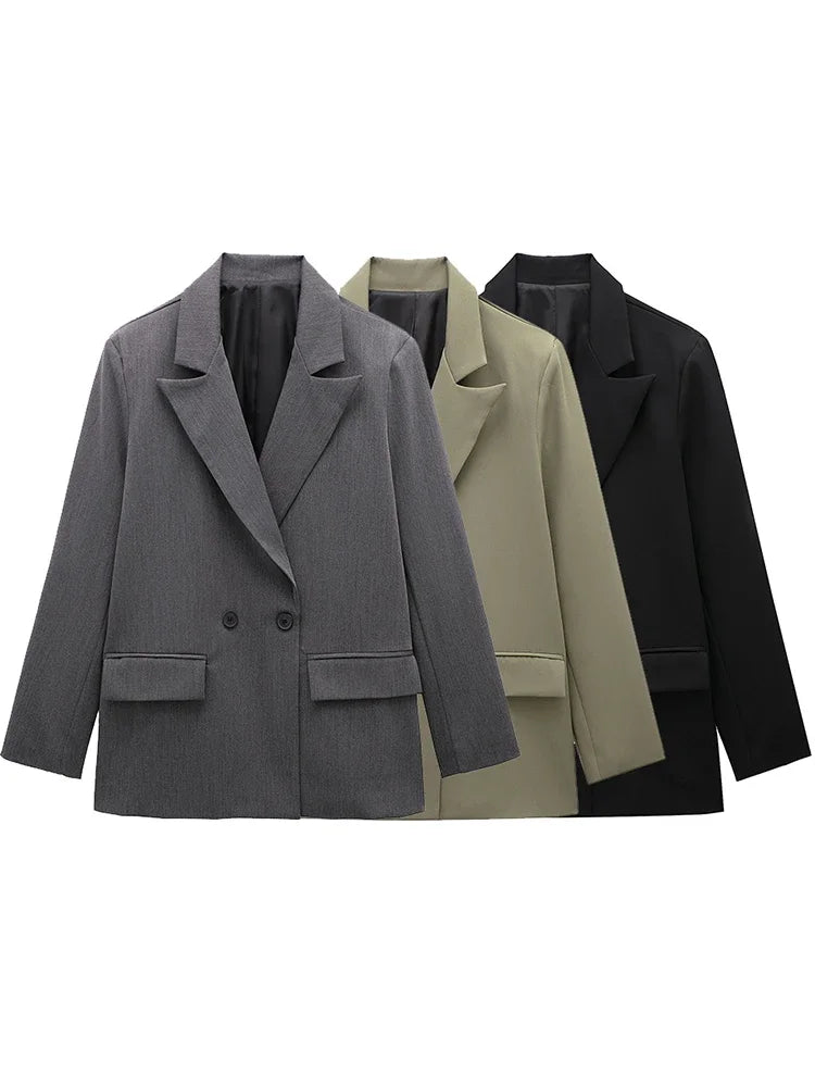 Oversized blazer met dubbele knopenrij - afbeelding 3