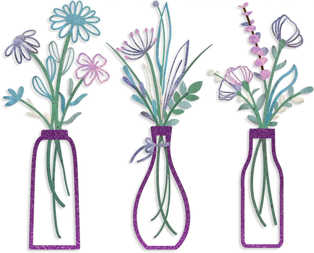 3-delige metalen bloemen wanddecoratie