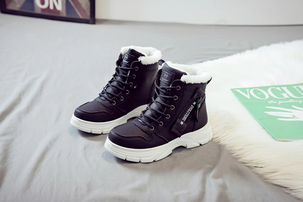 Gevoerde veterboots met plateauzool - afbeelding 24